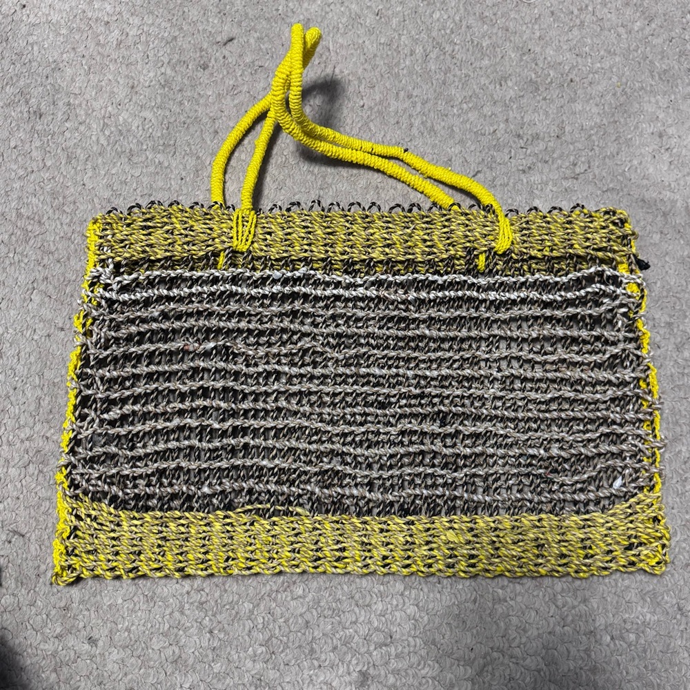 New Beach tote bag from Bali artisans woven braided by hand yellow white blue